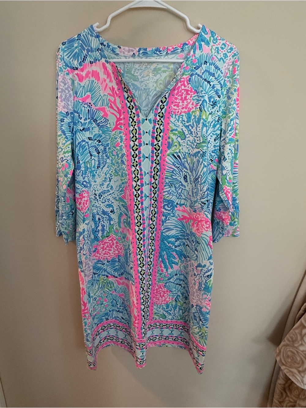 Lilly Pulitzer Blue, Pink & Green Tropical Tunic Dress